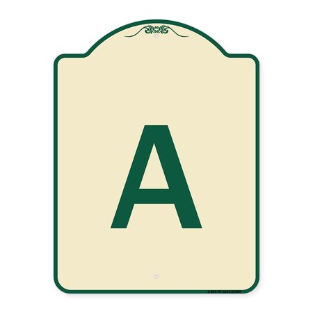 Signmission Designer Series Sign W/ Letter A, Tan & Green Heavy-Gauge Aluminum Sign, 24" x 18", TG-1824-22964 A-DES-TG-1824-22964